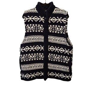 CLAIBORNE Vest Polyester Fleece Lined Acrylic Blend Chunky Knit Sweater Vest XL